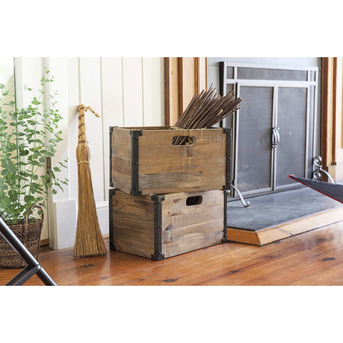Rustic Wooden Storage Crate, 17in - Floral Acres Greenhouse & Garden Centre