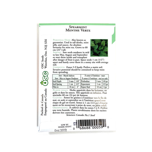 Mint - Spearmint Seeds, OSC - Floral Acres Greenhouse & Garden Centre