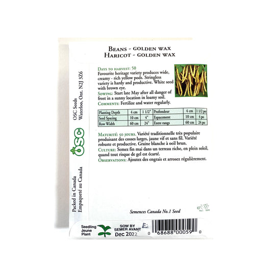 Bean Bush - Golden Wax Seeds, OSC - Floral Acres Greenhouse & Garden Centre