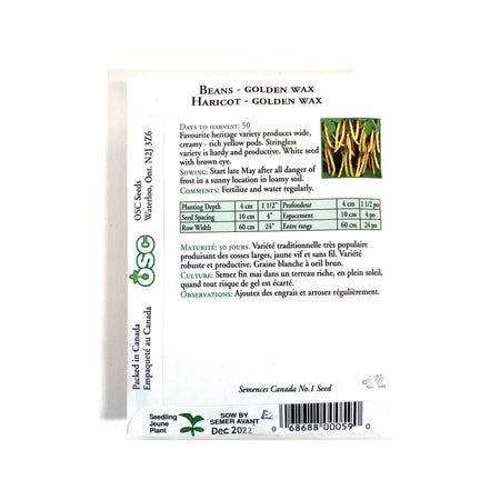 Bean Bush - Golden Wax Seeds, OSC - Floral Acres Greenhouse & Garden Centre