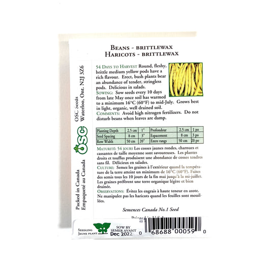 Bean Bush - Brittle Wax Seeds, OSC - Floral Acres Greenhouse & Garden Centre