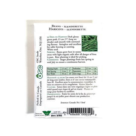 Bean Bush - Slenderette Seeds, OSC - Floral Acres Greenhouse & Garden Centre