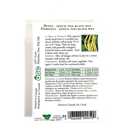 Bean Bush - Pencil Pod Black Wax Seeds, OSC - Floral Acres Greenhouse & Garden Centre
