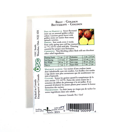 Beetroot - Golden Seeds, OSC - Floral Acres Greenhouse & Garden Centre