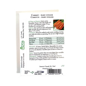 Carrot - Baby Finger Seeds, OSC - Floral Acres Greenhouse & Garden Centre