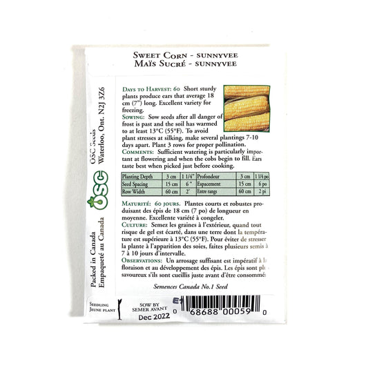 Corn - Sunnyvee Seeds, OSC - Floral Acres Greenhouse & Garden Centre