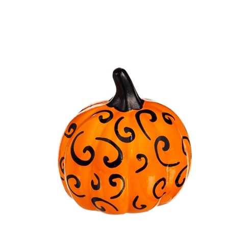 Decor, Ceramic Printed Pumpkin, Orange Swirl - Floral Acres Greenhouse & Garden Centre