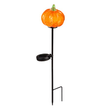 Load image into Gallery viewer, Solar Art Glass Pumpkin Garden Stake, 22in - Floral Acres Greenhouse &amp; Garden Centre
