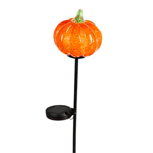 Solar Art Glass Pumpkin Garden Stake, 22in - Floral Acres Greenhouse & Garden Centre