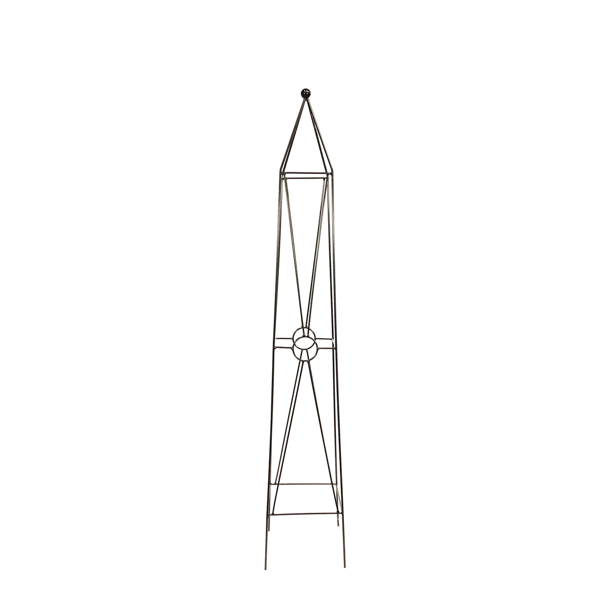 Metal Obelisk, Circle Motif, Black, 48in