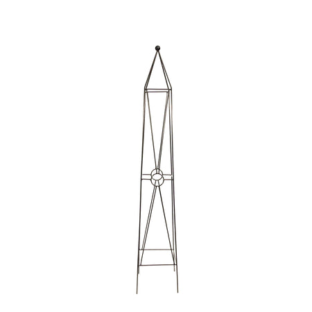 Metal Obelisk, Circle Motif, Black, 48in