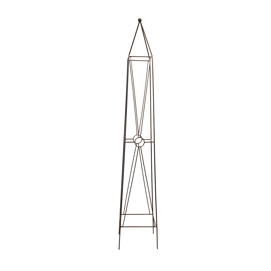 Metal Obelisk, Circle Motif, Black, 60in