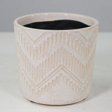 Load image into Gallery viewer, Pot, 4in, Ceramic, Glazed Chevron Pattern, White
