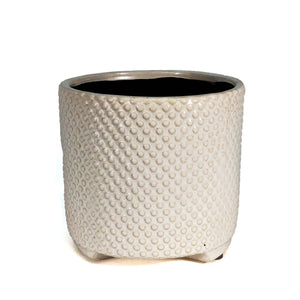 Pot, 4in, Ceramic, Dot Texture, Footed, White