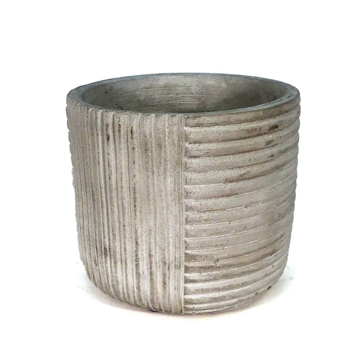 Pot, 4in, Cement, Weaving Texture, Natural