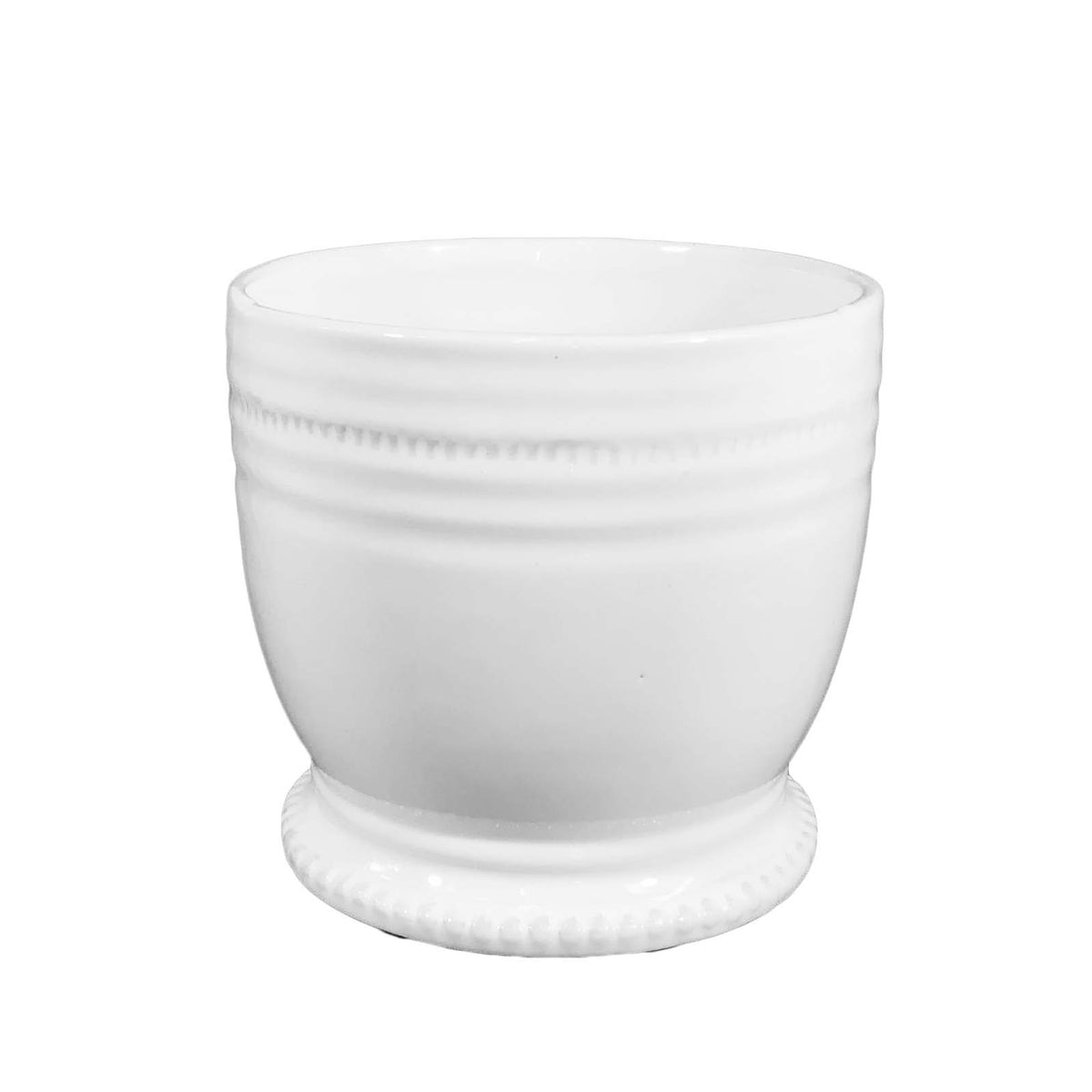 Pot, 4in, Ceramic, Dolomite, Dotted Base, White