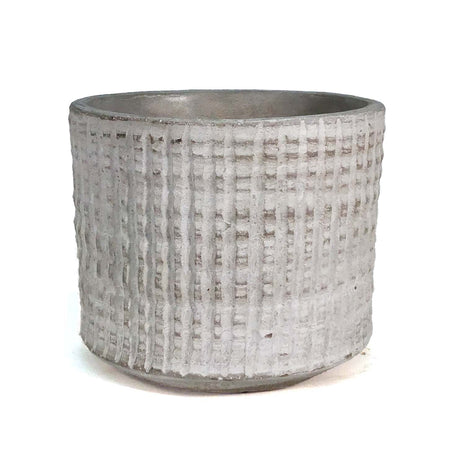 Pot, 4in, Cement, Ribbed Texture, Natural