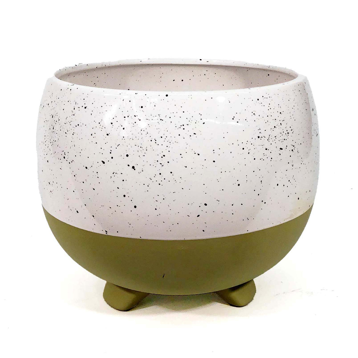 Pot, 6in, Ceramic, Dolomite, White Speckle, Footed