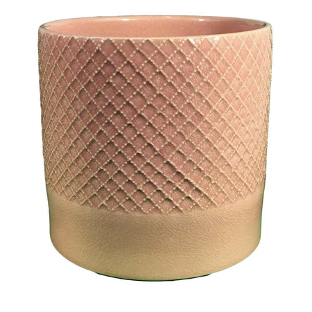Pot, 6in, Ceramic, Criss Cross Pattern, Pink