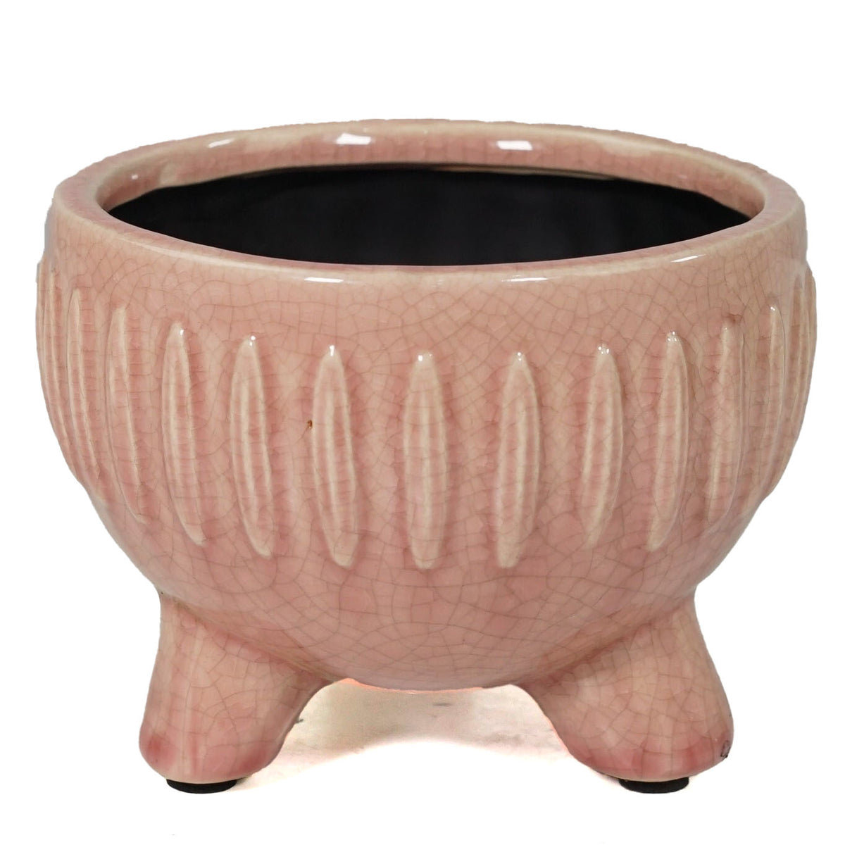 Planter, 6in, Ceramic, Striped Pattern, Pink