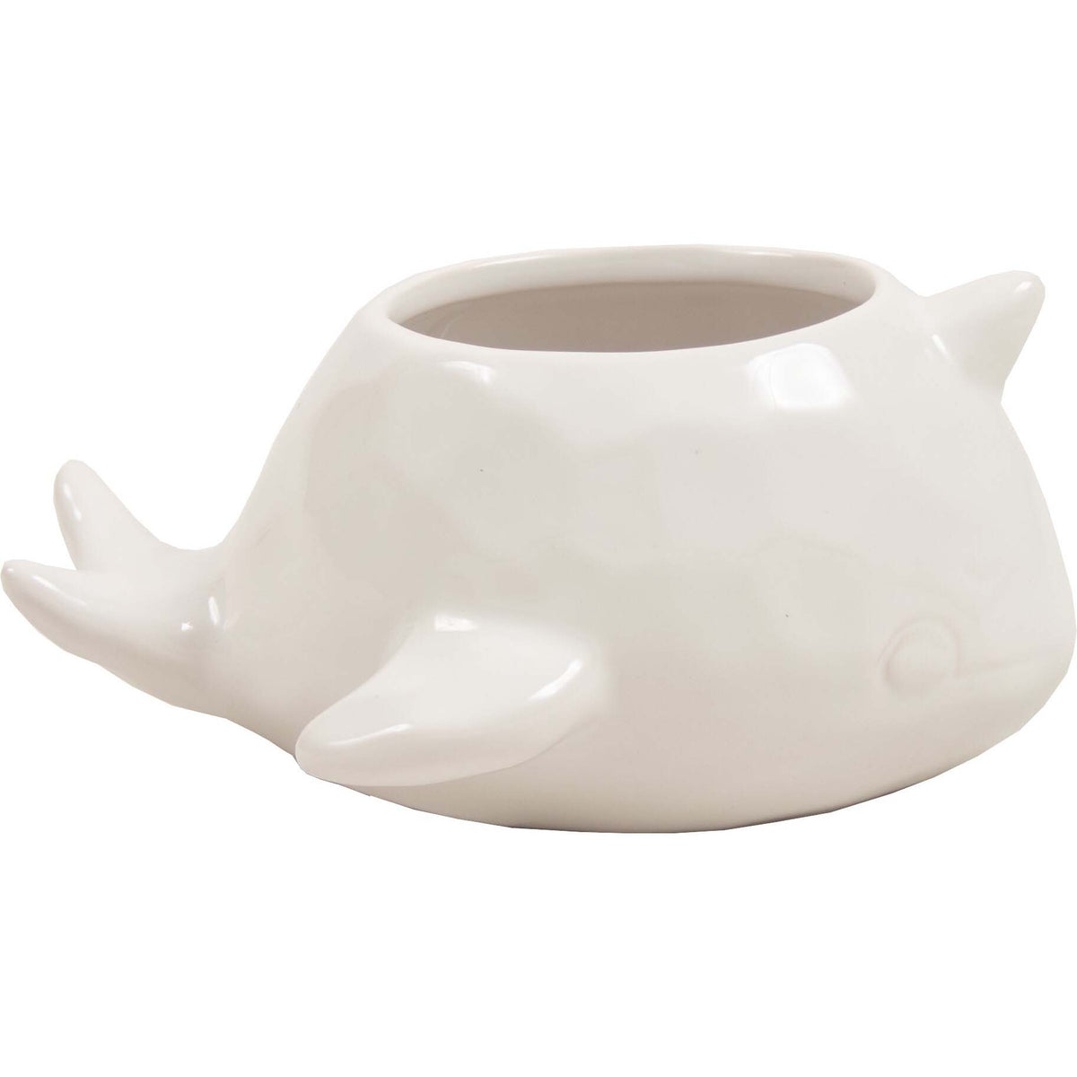 Pot, 3.5in, Ceramic, Narwhal, White