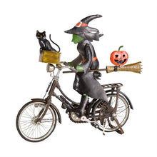 Load image into Gallery viewer, Metal Witch on a Bicycle Sculpture
