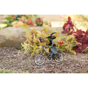 Metal Witch on a Bicycle Sculpture