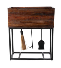 Load image into Gallery viewer, Allegheny Wood Storage Box with Fireplace Tools
