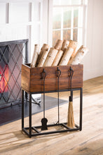 Load image into Gallery viewer, Allegheny Wood Storage Box with Fireplace Tools
