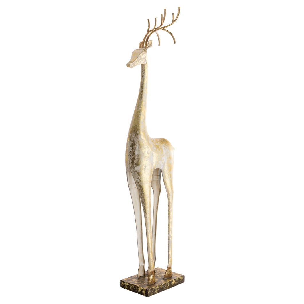 Gold and White Iron Deer Statue