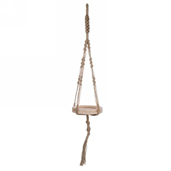 Macrame Plant Hanger with 9in Wood Platter, 48in