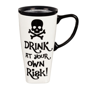 Ceramic Travel Mug, Drink At Your Own Risk, 17oz