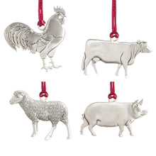 Load image into Gallery viewer, Pewter Farm Friends Tree Ornament, 4 Assorted
