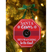 Load image into Gallery viewer, Wood Tree Ornament with Bow, Santa/Elf Cam
