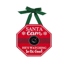 Load image into Gallery viewer, Wood Tree Ornament with Bow, Santa/Elf Cam
