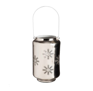 Metal Die Cut Lantern, Silver Snowflakes