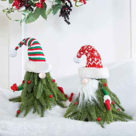 Artificial Pine Gnome Statue, 2 Assorted