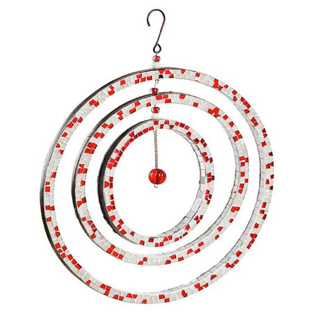 Mosaic Concentric Circle Wind Spinner, Red
