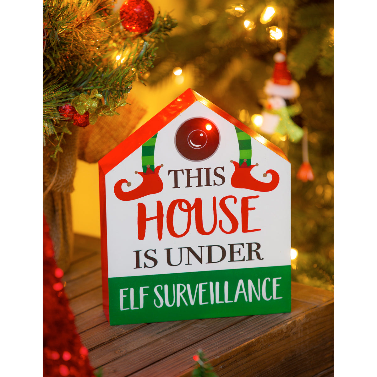 LED 'This House is Under Elf Surveillance' Decor