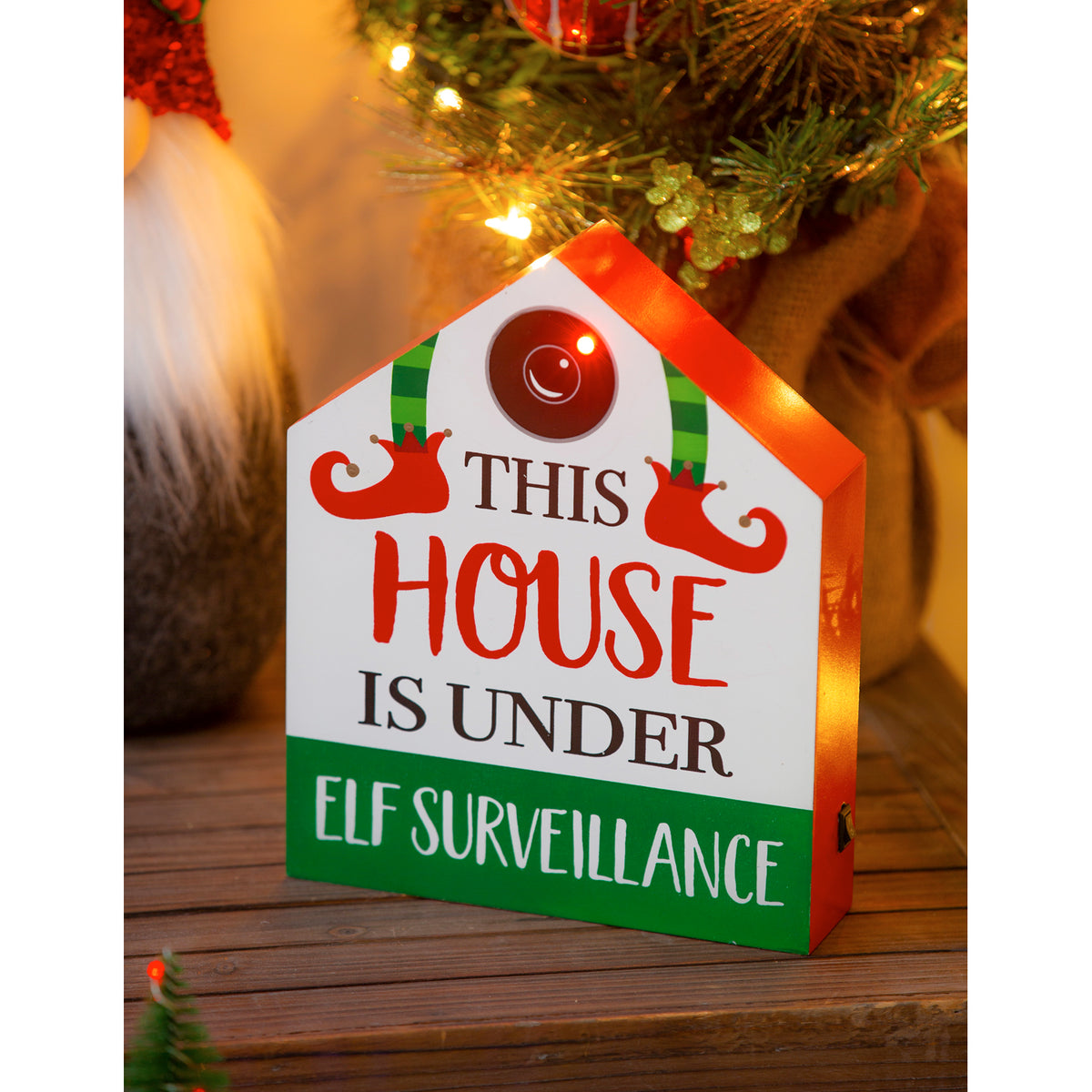 LED 'This House is Under Elf Surveillance' Decor