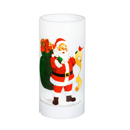 Santa LED Pillar Candle with Projected Icons