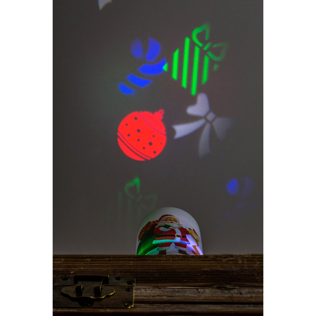 Santa LED Pillar Candle with Projected Icons