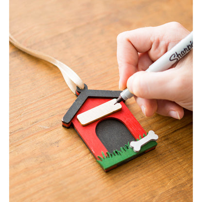 Wood Customizable Dog House Ornament