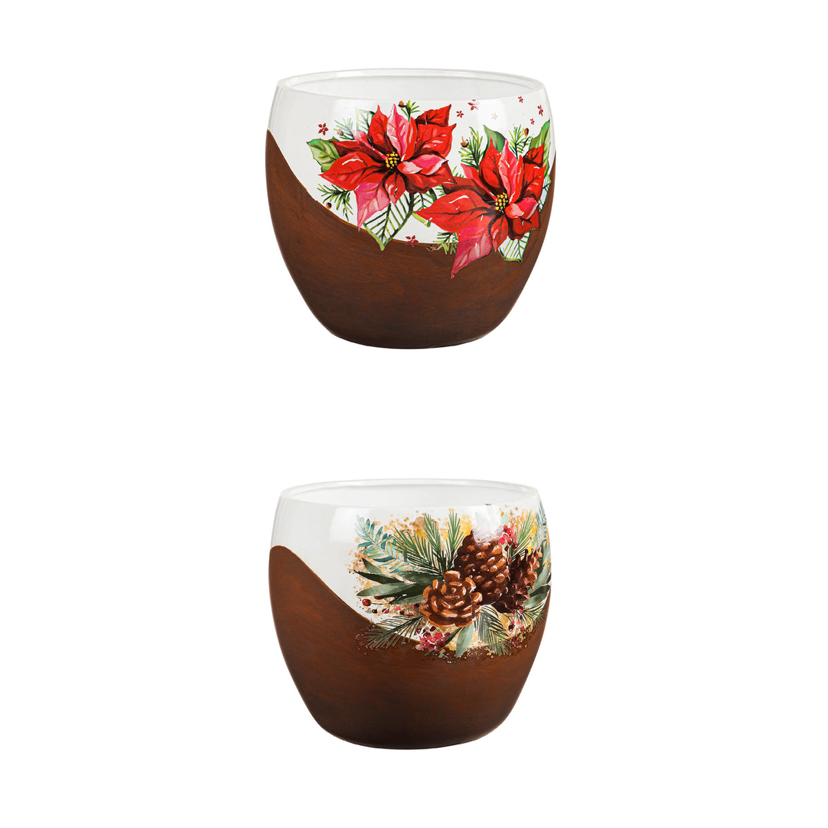 Pot, 8in, Terracotta, Assymetrical Glaze & Decal