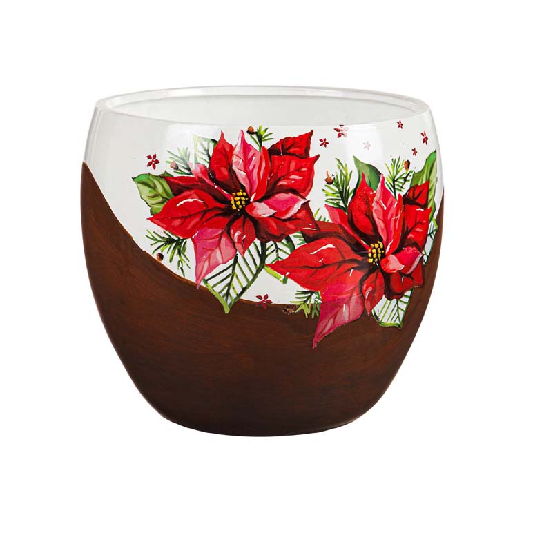 Pot, 8in, Terracotta, Assymetrical Glaze & Decal