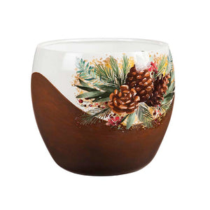 Pot, 8in, Terracotta, Assymetrical Glaze & Decal