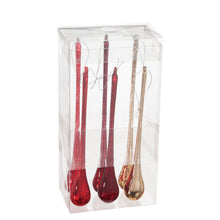 Load image into Gallery viewer, Glass Long Drop Ornament, Red/Gold, Set of 6
