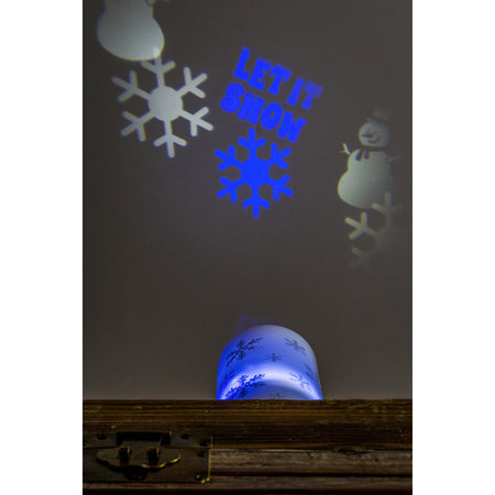 Snowflake LED Pillar Candle with Projected Icons