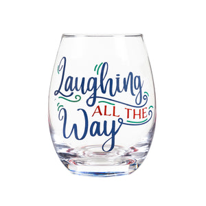 Stemless Wine Glass w/ Box, Laughing All The Way