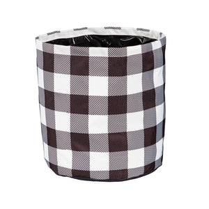 Pot, 12in, Fabric, Buffalo Plaid, Black & White